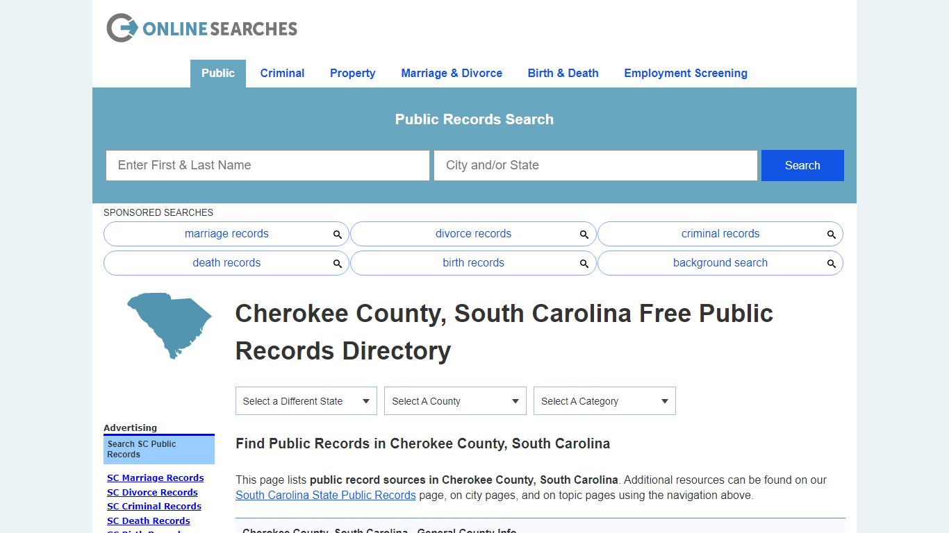 Cherokee County, South Carolina Public Records Directory
